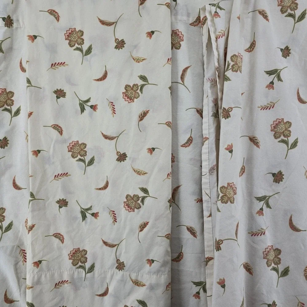 Vintage Twin‎ Sheet 3 Piece Set Floral Cream Multi Fitted Flat Pillowcase Retro